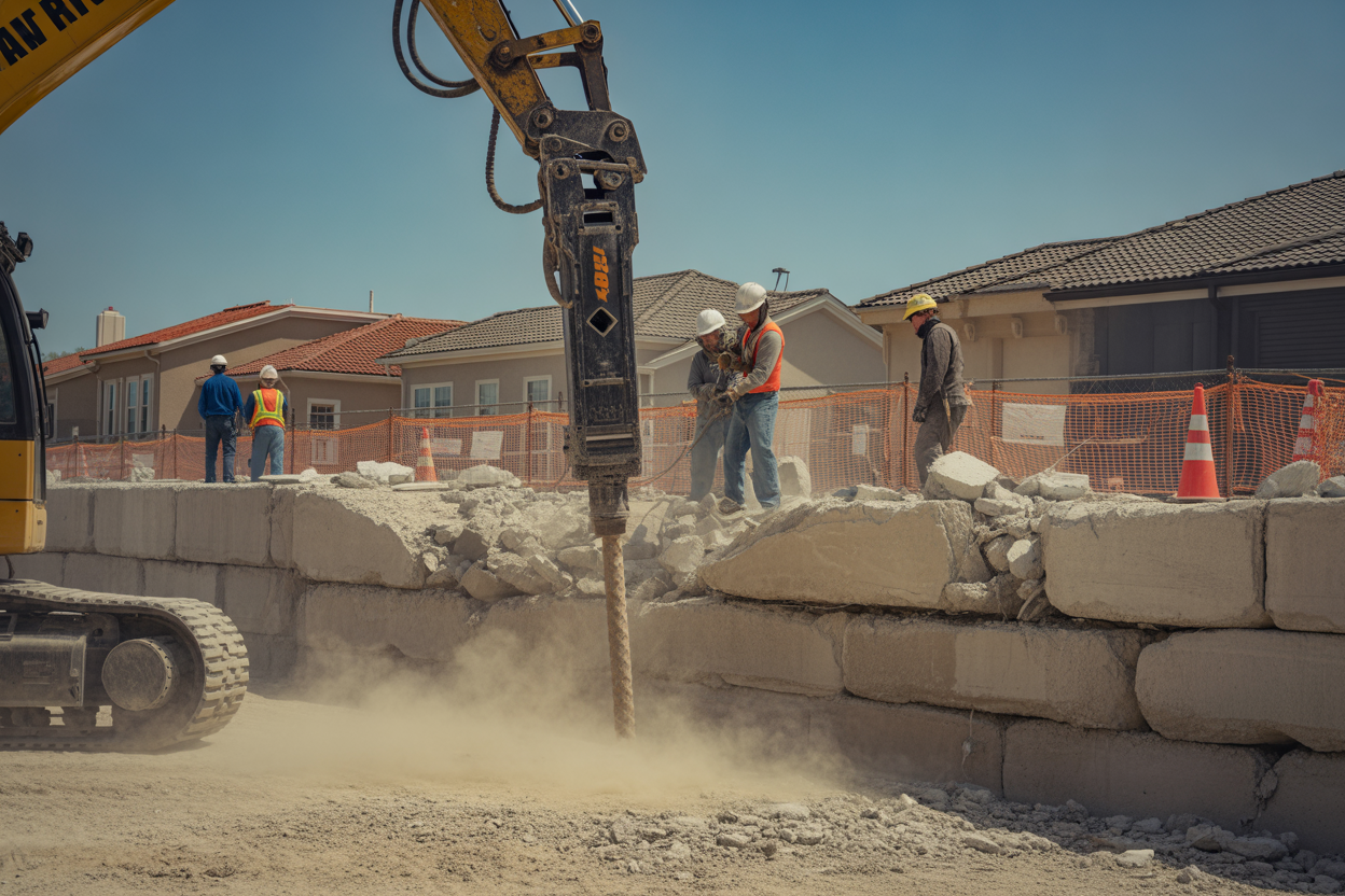 Retaining Wall Demolition Construction Site